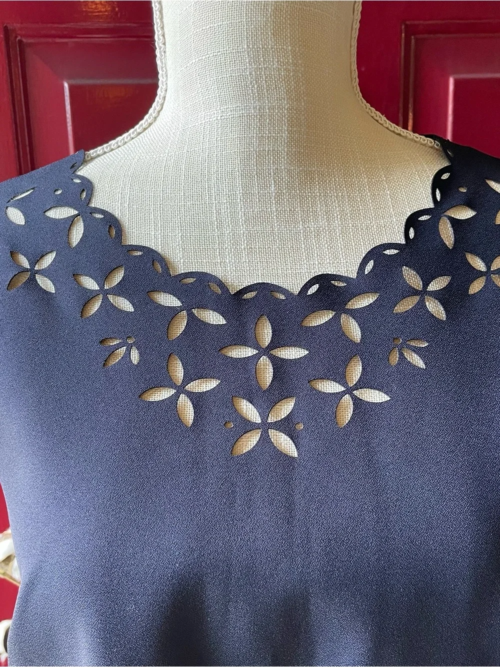 J. Crew Laser-cut Floral Navy Women's Dress Size 6
